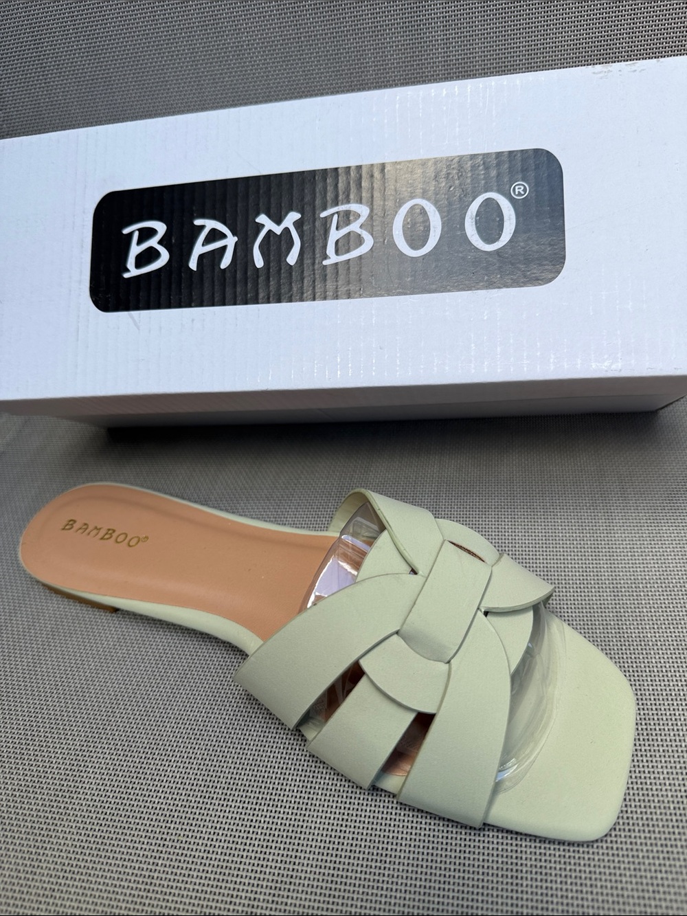 New! Bamboo Sage Green Beachy Coastal Grandma Braided Slide Sandals Size 8.5